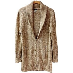 J. CREW Marino Wool Neutral Spring Grandma Sweater Cardigan Womens Medium Beige